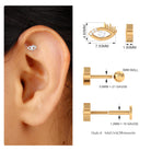 Round Moissanite Gold Evil Eye Cartilage Earring Moissanite - ( D-VS1 ) - Color and Clarity - Rosec Jewels