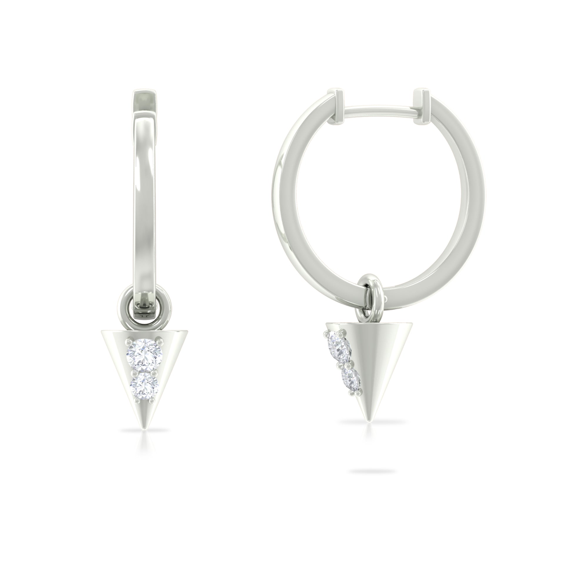 Certified Moissanite Triangle Hoop Drop Earring for Helix Piercing Moissanite - ( D-VS1 ) - Color and Clarity - Rosec Jewels