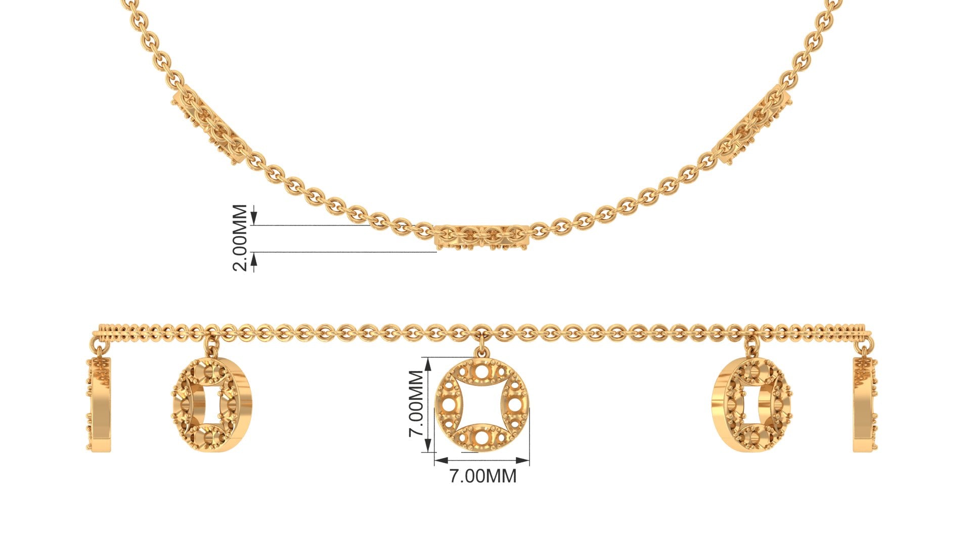1.75 CT Minimal Moissanite Gold Chain Charm Bracelet Moissanite - ( D-VS1 ) - Color and Clarity - Rosec Jewels