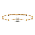 Solitaire Freshwater Pearl Chain Bracelet with Beaded Gold Freshwater Pearl - ( AAA ) - Quality - Rosec Jewels