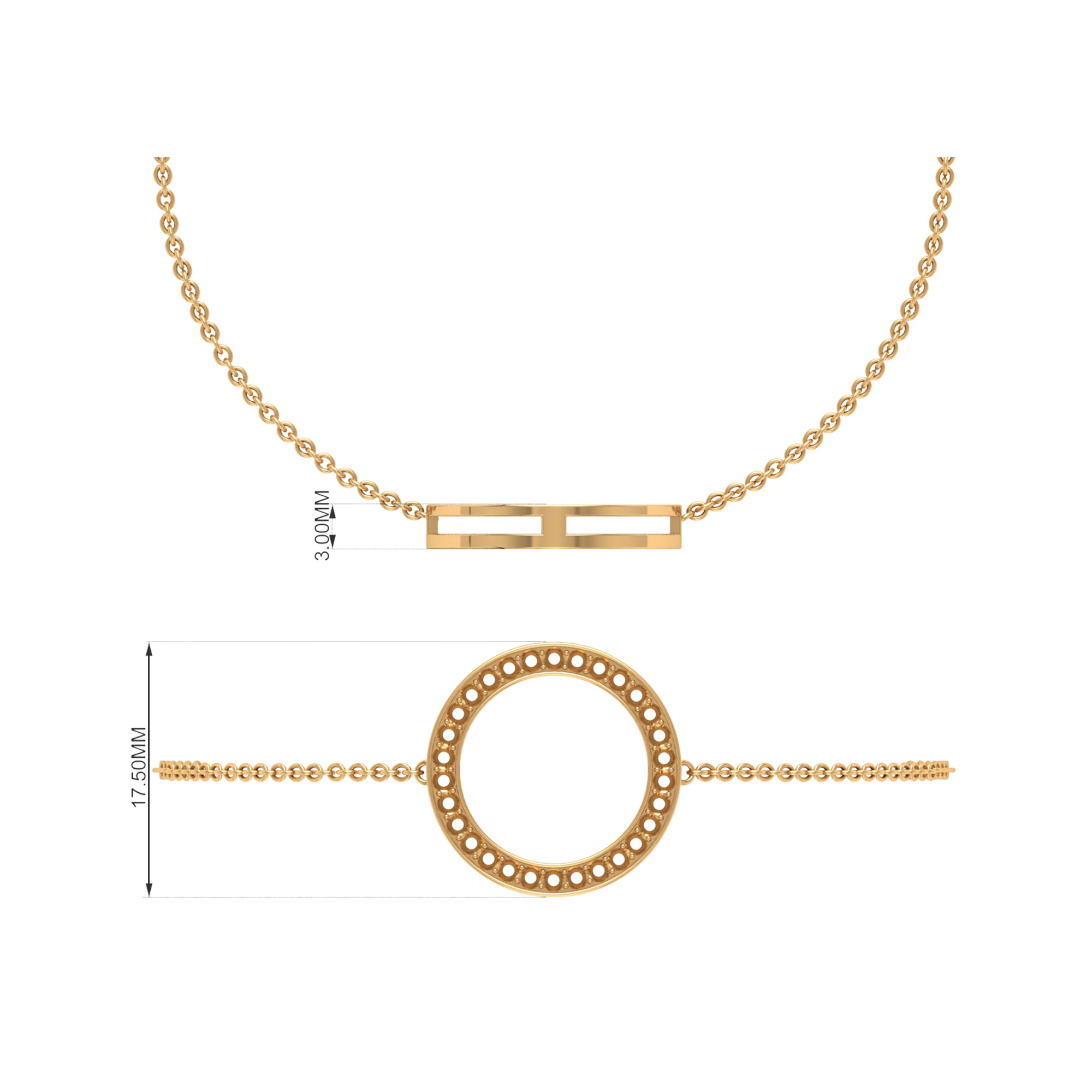 3/4 CT Cubic Zirconia Geometric Chain Bracelet in Gold Zircon - ( AAAA ) - Quality - Rosec Jewels