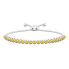 Round Yellow Sapphire Tennis Bolo Bracelet Yellow Sapphire - ( AAA ) - Quality - Rosec Jewels