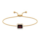 2.25 CT Octagon Cut Garnet and Diamond Bolo Chain Bracelet Garnet - ( AAA ) - Quality - Rosec Jewels