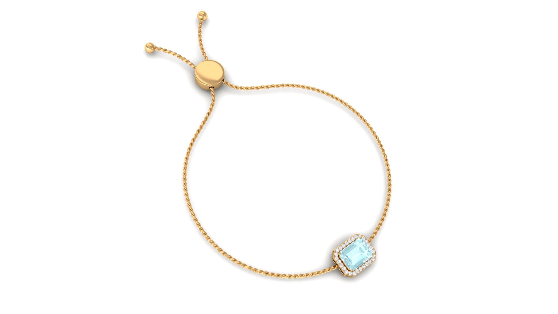 Swiss Blue Topaz Bolo Chain Bracelet with Diamond Sky Blue Topaz - ( AAA ) - Quality - Rosec Jewels