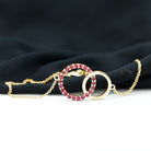 Round Cut Ruby Interlock Chain Eternity Bracelet in Prong Setting Ruby - ( AAA ) - Quality - Rosec Jewels