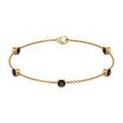1 CT Black Onyx Five Stone Station Chain Bracelet Black Onyx - ( AAA ) - Quality - Rosec Jewels