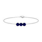 2.75 CT Blue Sapphire Three Stone Chain Bracelet Blue Sapphire - ( AAA ) - Quality - Rosec Jewels