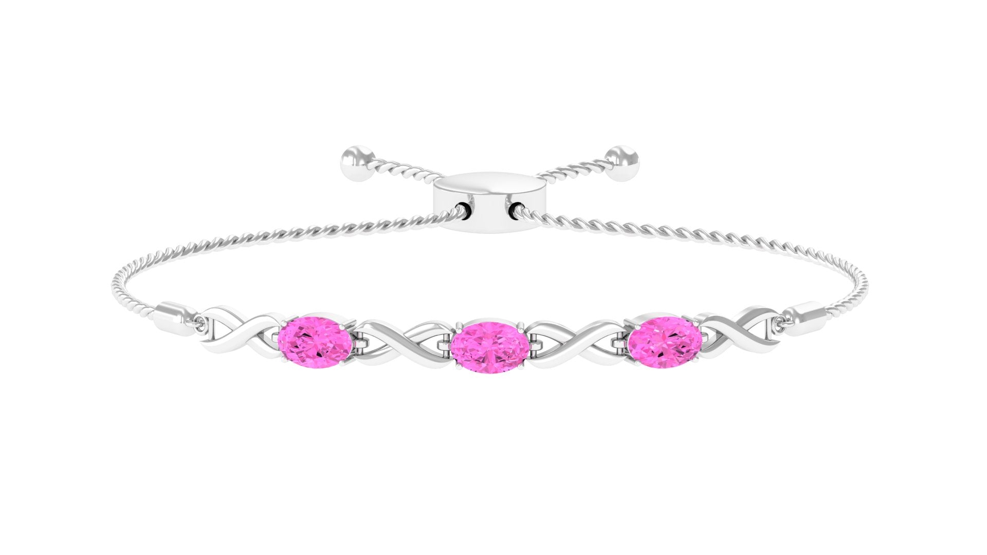 1.75 CT Oval Cut Pink Sapphire and Gold Infinity Link Bolo Bracelet for Women Pink Sapphire - ( AAA ) - Quality - Rosec Jewels