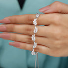 Leaf Bolo Bracelet with Marquise Cut Moissanite in Prong Setting Moissanite - ( D-VS1 ) - Color and Clarity - Rosec Jewels