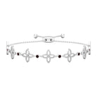 0.25 CT Bezel Set Garnet and Floral Bolo Chain Bracelet with Beaded Details Garnet - ( AAA ) - Quality - Rosec Jewels