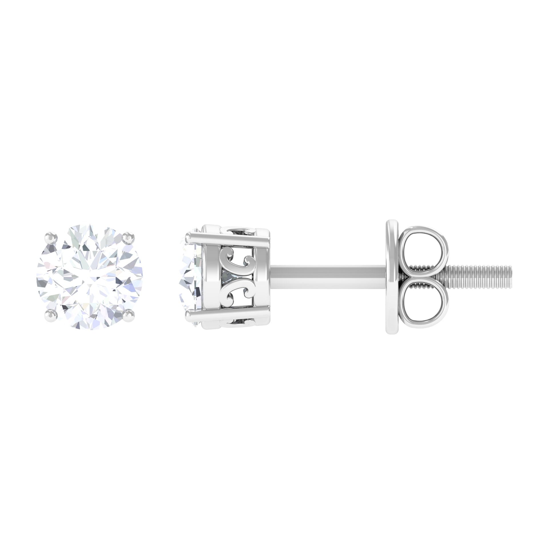1/4 CT Diamond Solitaire Stud Earrings in 4 Prong Setting Diamond - ( HI-SI ) - Color and Clarity - Rosec Jewels