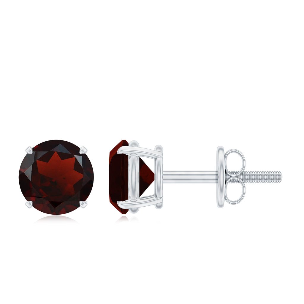 January Birthstone 1/2 CT Round Cut Garnet Solitaire Stud Earrings for Women