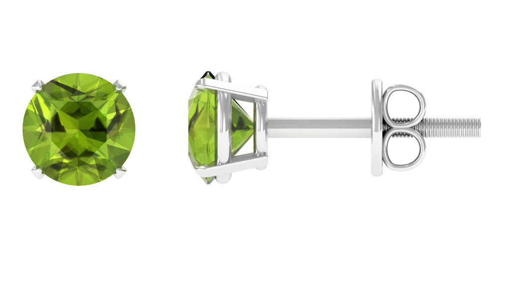 August Birthstone 1/2 CT Round Cut Peridot Solitaire Stud Earrings for Women
