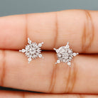 Round Moissanite Snowflake Stud Earrings Moissanite - ( D-VS1 ) - Color and Clarity - Rosec Jewels