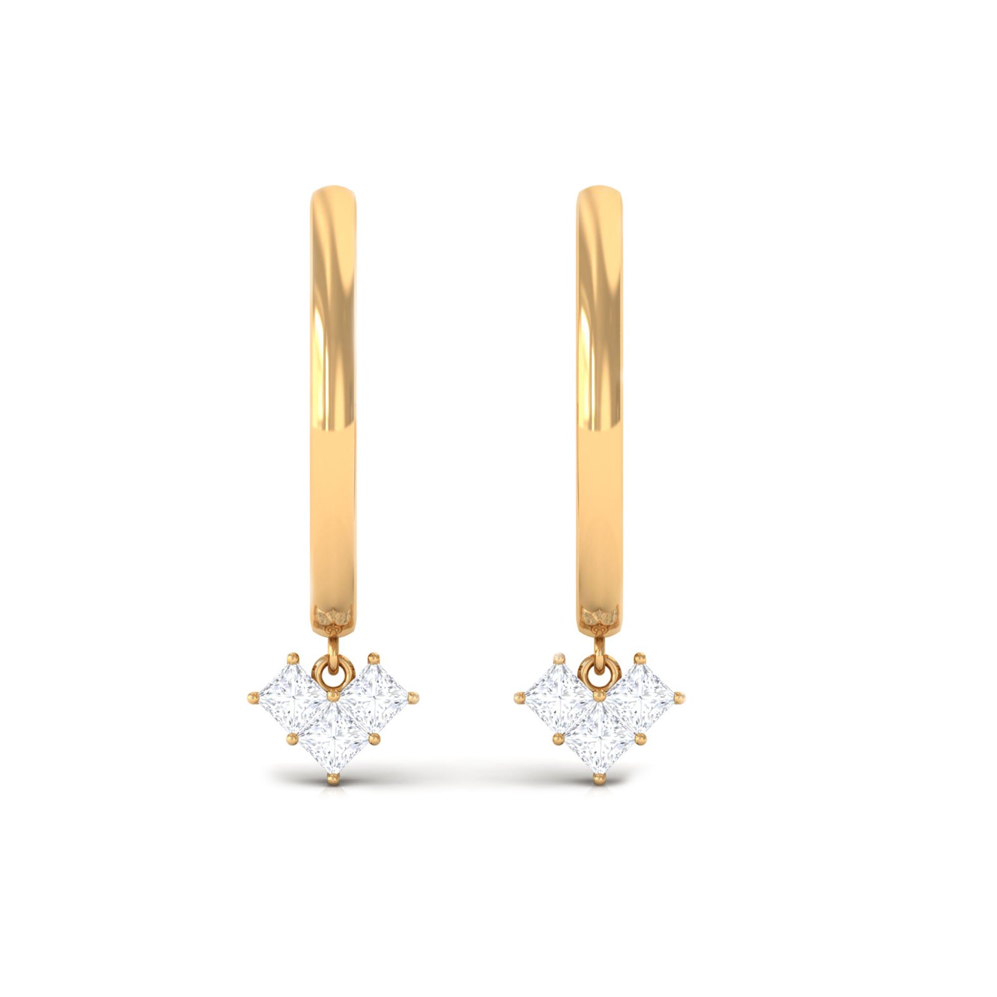 1/2 CT Princess Cut Diamond Heart Drop Hoop Earrings Diamond - ( HI-SI ) - Color and Clarity - Rosec Jewels