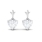 Heart Drop Earrings with Solitaire Certified Zircon Zircon - ( AAAA ) - Quality - Rosec Jewels