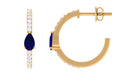 1 CT Pear Cut Blue Sapphire and Diamond Hoop Earrings Blue Sapphire - ( AAA ) - Quality - Rosec Jewels