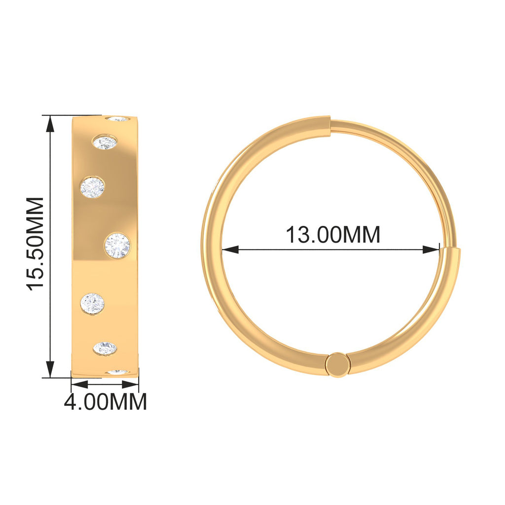 1/2 CT Flush Set Diamond Wide Hoop Earrings Diamond - ( HI-SI ) - Color and Clarity - Rosec Jewels
