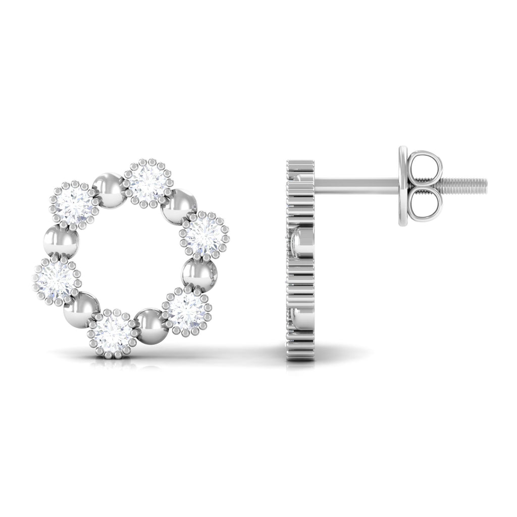 1/2 CT Natural Diamond Open Circle Stud Earrings Diamond - ( HI-SI ) - Color and Clarity - Rosec Jewels