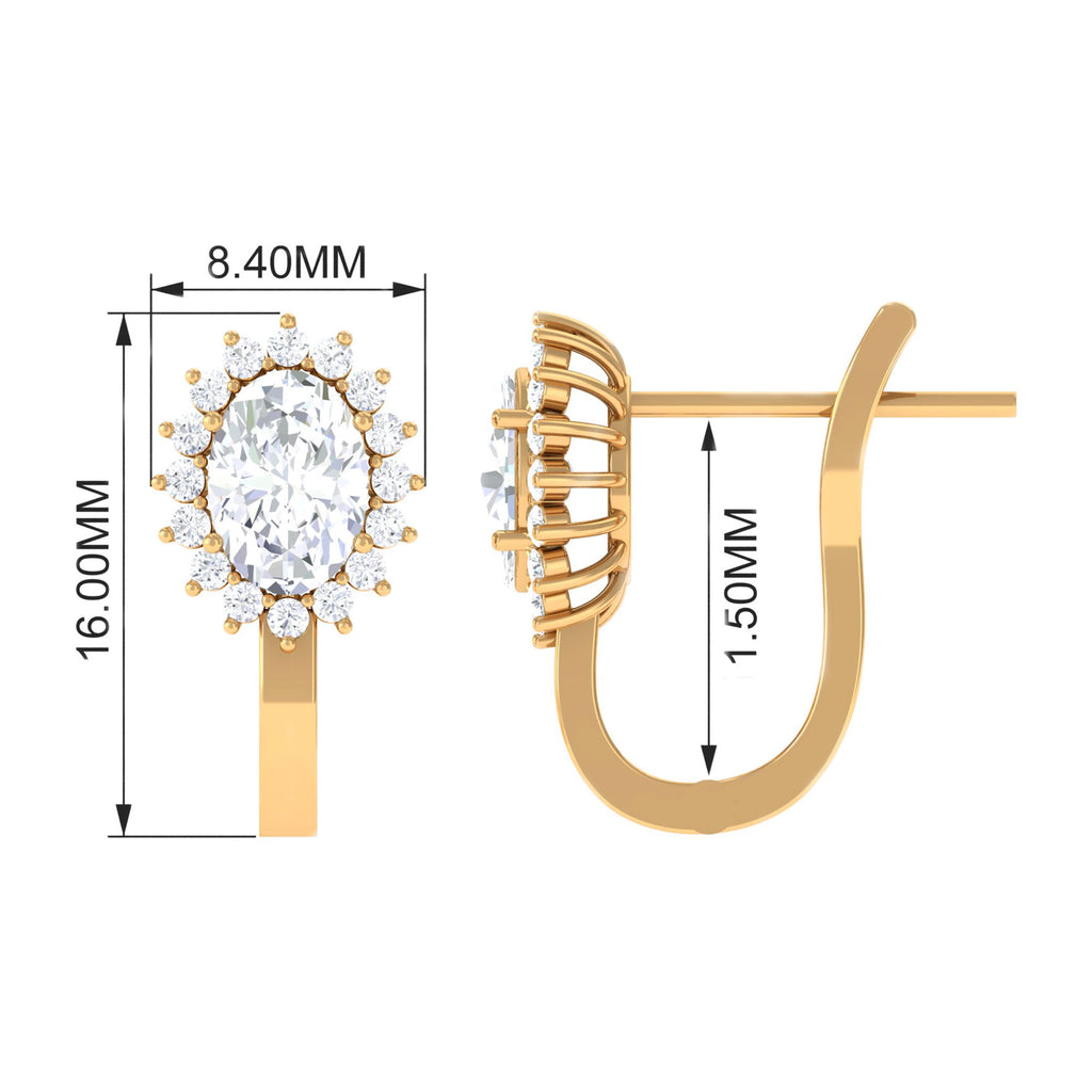 4 CT Oval Cut Zircon Halo Stud Earrings in Gold Zircon - ( AAAA ) - Quality - Rosec Jewels