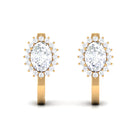 4 CT Oval Cut Zircon Halo Stud Earrings in Gold Zircon - ( AAAA ) - Quality - Rosec Jewels