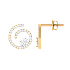 Oval and Round Cubic Zirconia Swirl Stud Earrings Zircon - ( AAAA ) - Quality - Rosec Jewels