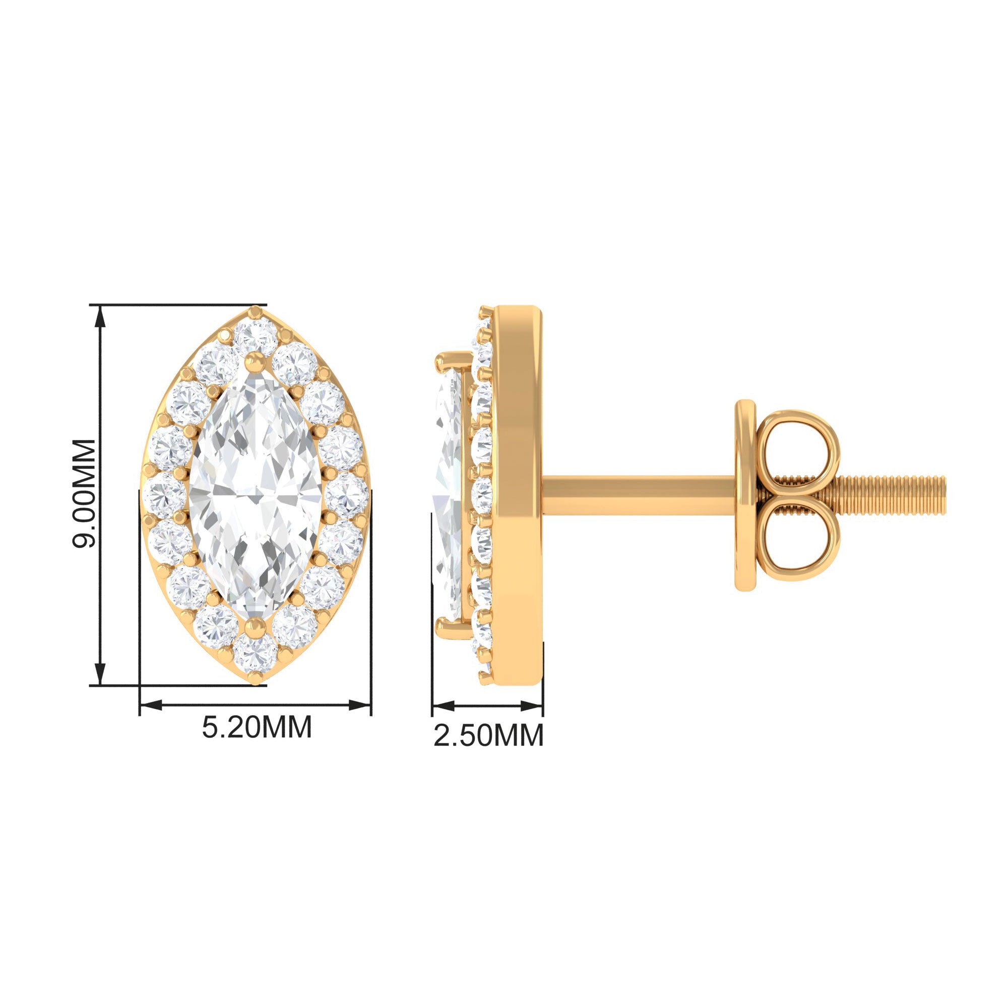 Marquise Cut Simulated Diamond Halo Stud Earrings Zircon - ( AAAA ) - Quality - Rosec Jewels