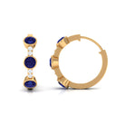 1.25 CT Bezel Set Blue Sapphire Hinged Hoop Earrings with Diamond Blue Sapphire - ( AAA ) - Quality - Rosec Jewels