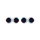 1 CT Simple Infinity Stud Earrings with Black Opal in Gold Black Opal - ( AAA ) - Quality - Rosec Jewels