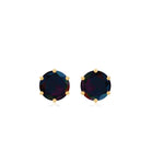 Real Black Opal Solitaire Stud Earrings in Prong Setting Black Opal - ( AAA ) - Quality - Rosec Jewels