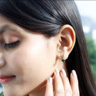 1/2 CT Round Cut Solitaire Black Opal Simple J Hoop Earrings in Gold Black Opal - ( AAA ) - Quality - Rosec Jewels