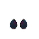 Solitaire Black Opal Teardrop Stud Earrings in Prong Setting Black Opal - ( AAA ) - Quality - Rosec Jewels