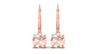 8 MM Cushion Cut Morganite Solitaire Drop Earrings with Lever Back Morganite - ( AAA ) - Quality - Rosec Jewels