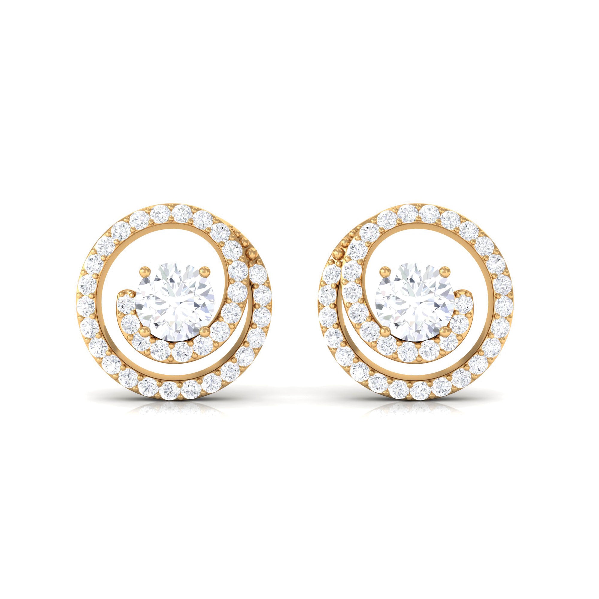 1 CT Contemporary Moissanite Swirl Gold Stud Earrings Moissanite - ( D-VS1 ) - Color and Clarity - Rosec Jewels
