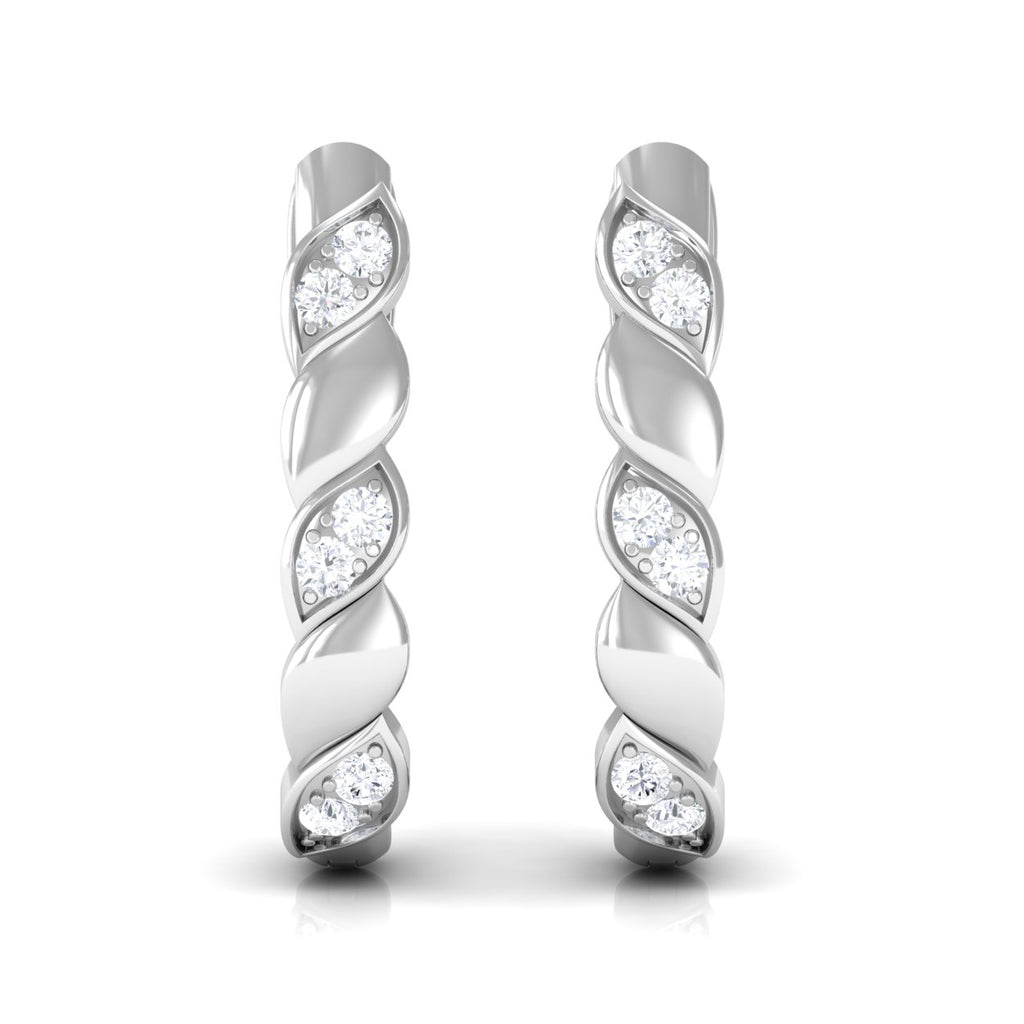 1/4 CT Natural Diamond J Hoop Earrings Diamond - ( HI-SI ) - Color and Clarity - Rosec Jewels