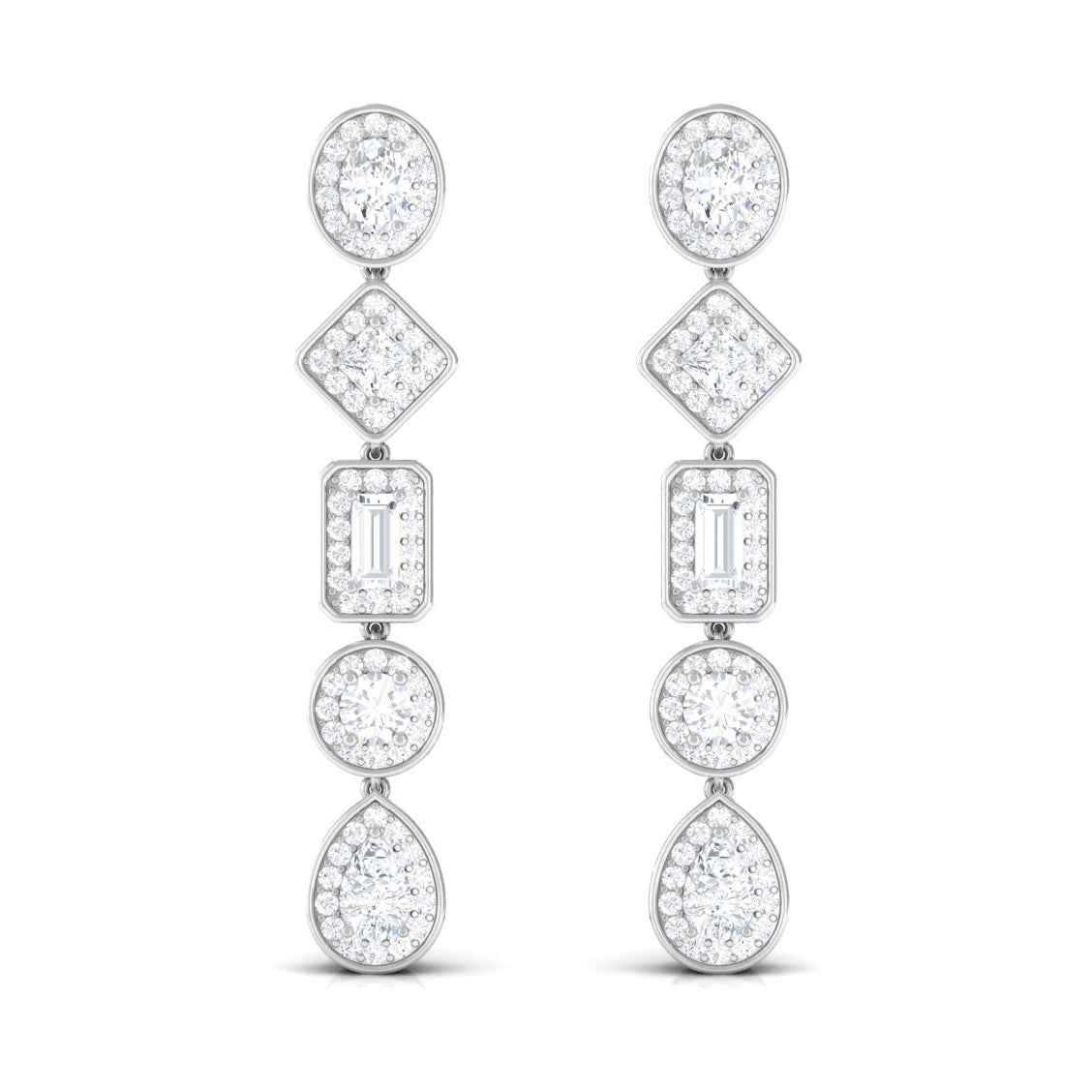 2 CT Moissanite Bridal Dangle Earrings in Gold Moissanite - ( D-VS1 ) - Color and Clarity - Rosec Jewels