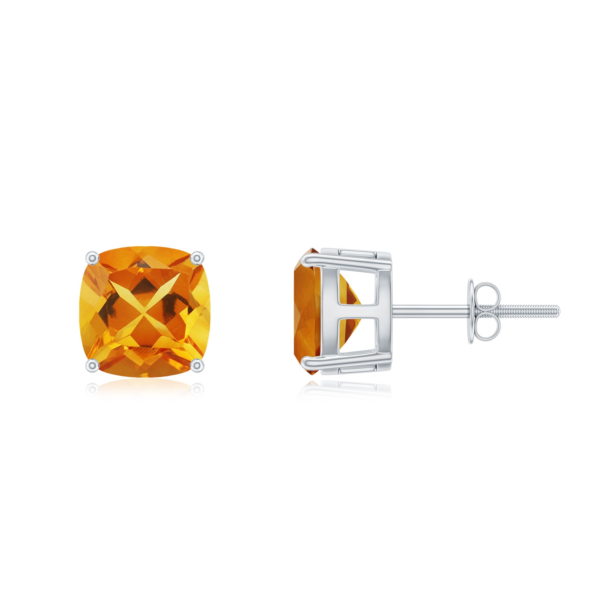 2.75 CT Cushion Cut Citrine Solitaire Stud Earring Citrine - ( AAA ) - Quality - Rosec Jewels