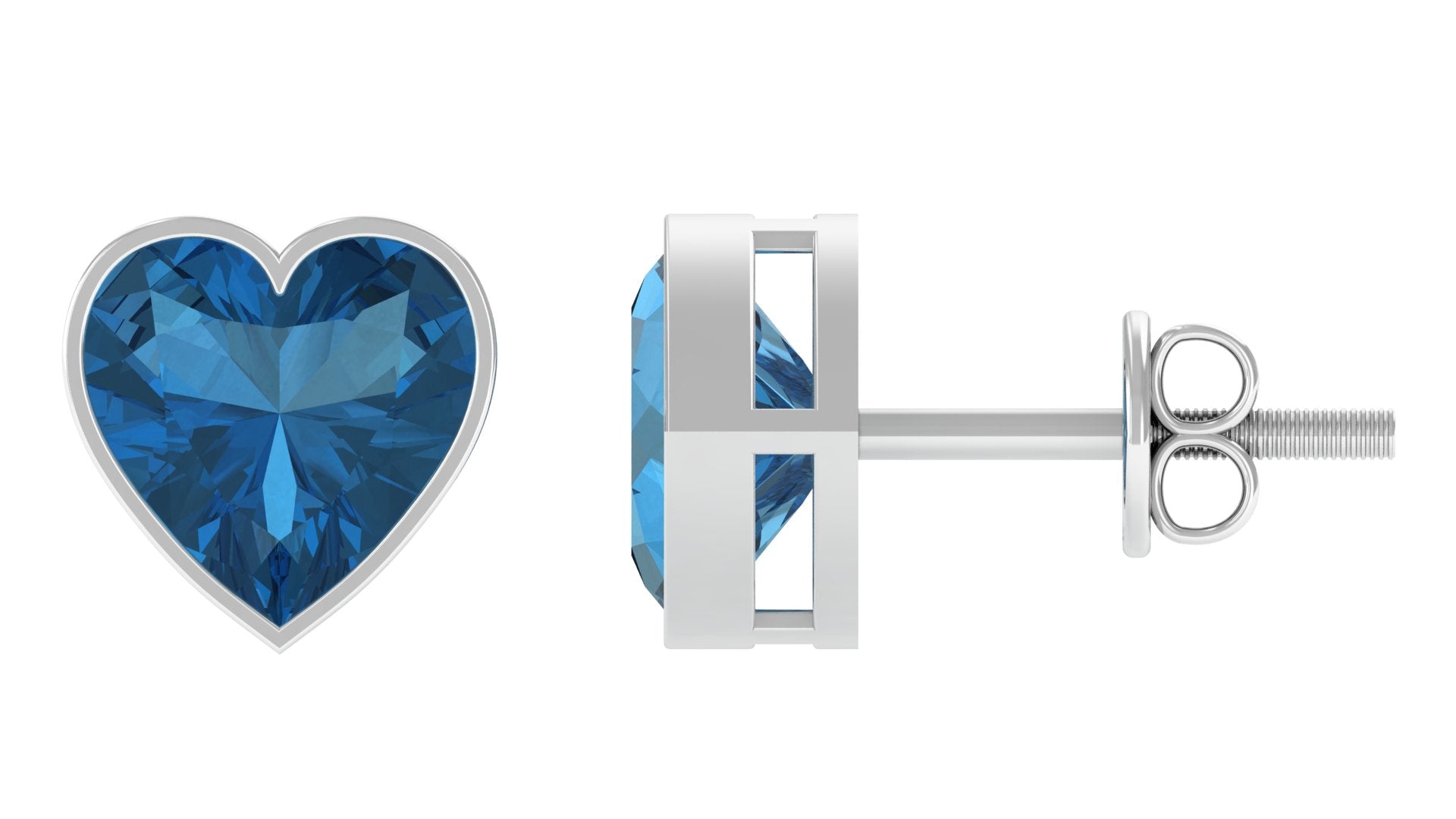 3 CT London Blue Topaz Heart Shape Stud Earrings for Women London Blue Topaz - ( AAA ) - Quality - Rosec Jewels