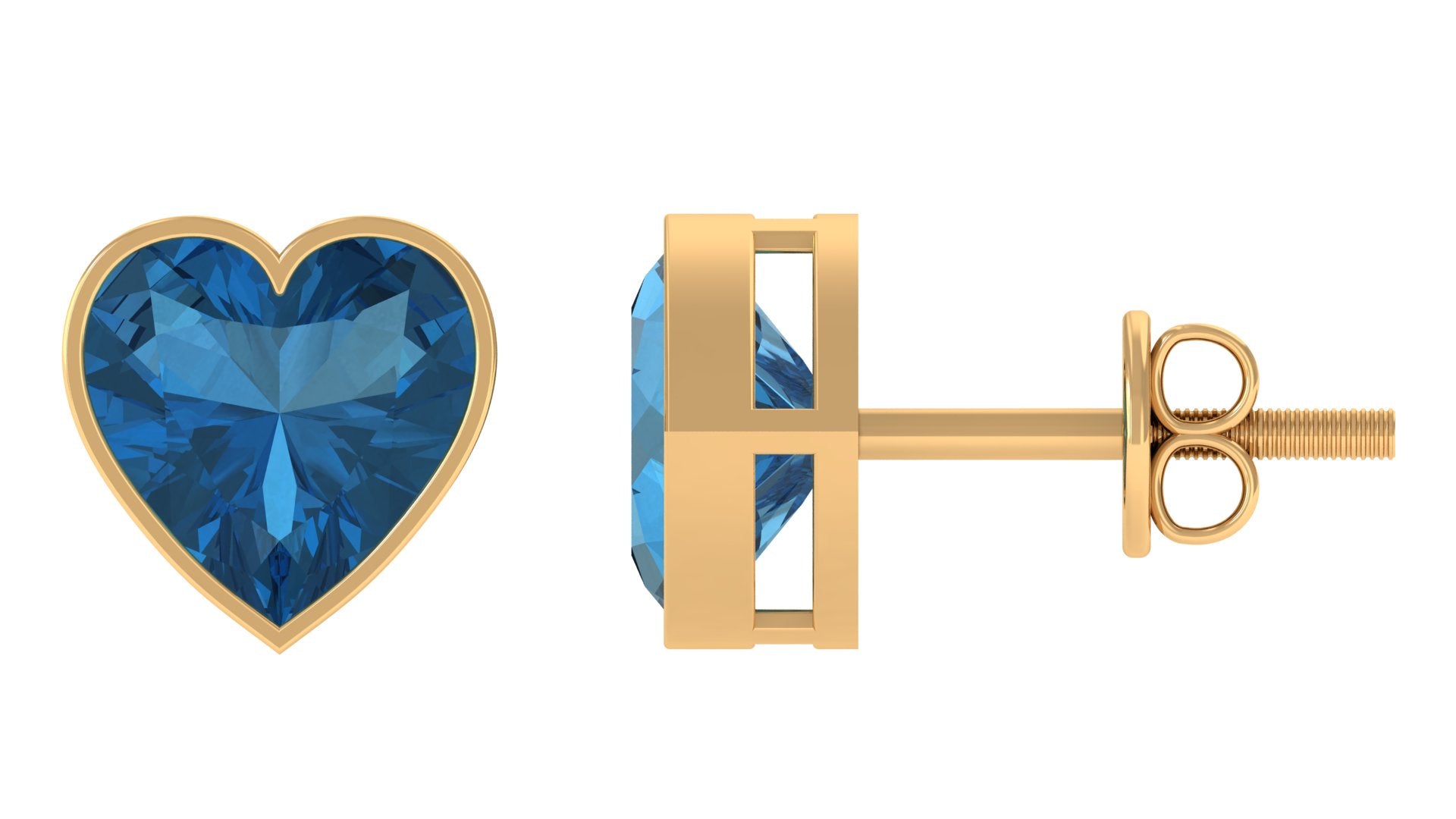 3 CT London Blue Topaz Heart Shape Stud Earrings for Women London Blue Topaz - ( AAA ) - Quality - Rosec Jewels