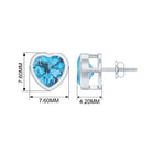 Bezel Set Swiss Blue Topaz Heart Stud Earrings Swiss Blue Topaz - ( AAA ) - Quality - Rosec Jewels
