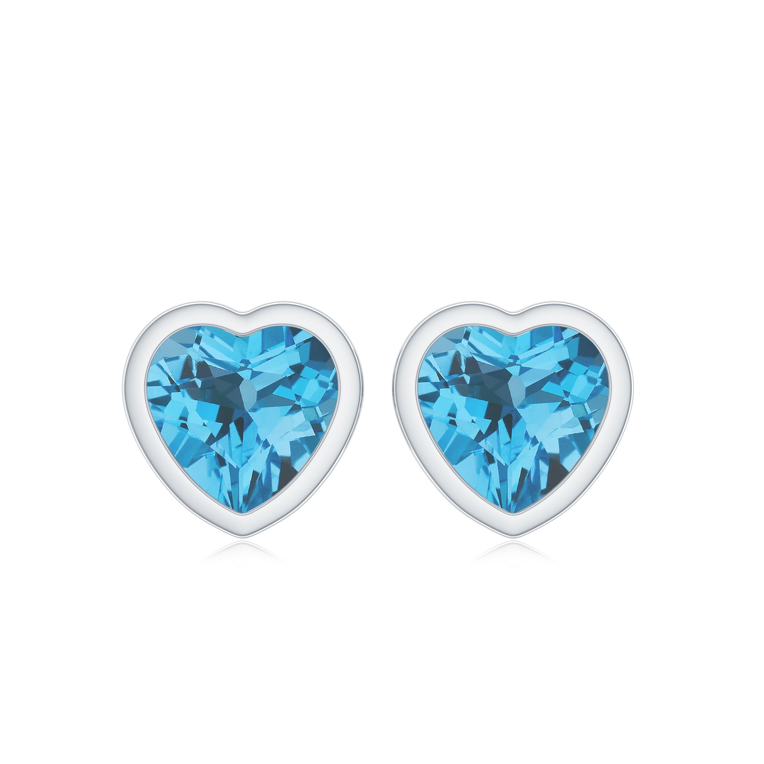 Bezel Set Swiss Blue Topaz Heart Stud Earrings Swiss Blue Topaz - ( AAA ) - Quality - Rosec Jewels