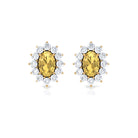 1.75 CT Oval Cut Citrine and Moissanite Sunburst Stud Earrings Citrine - ( AAA ) - Quality - Rosec Jewels