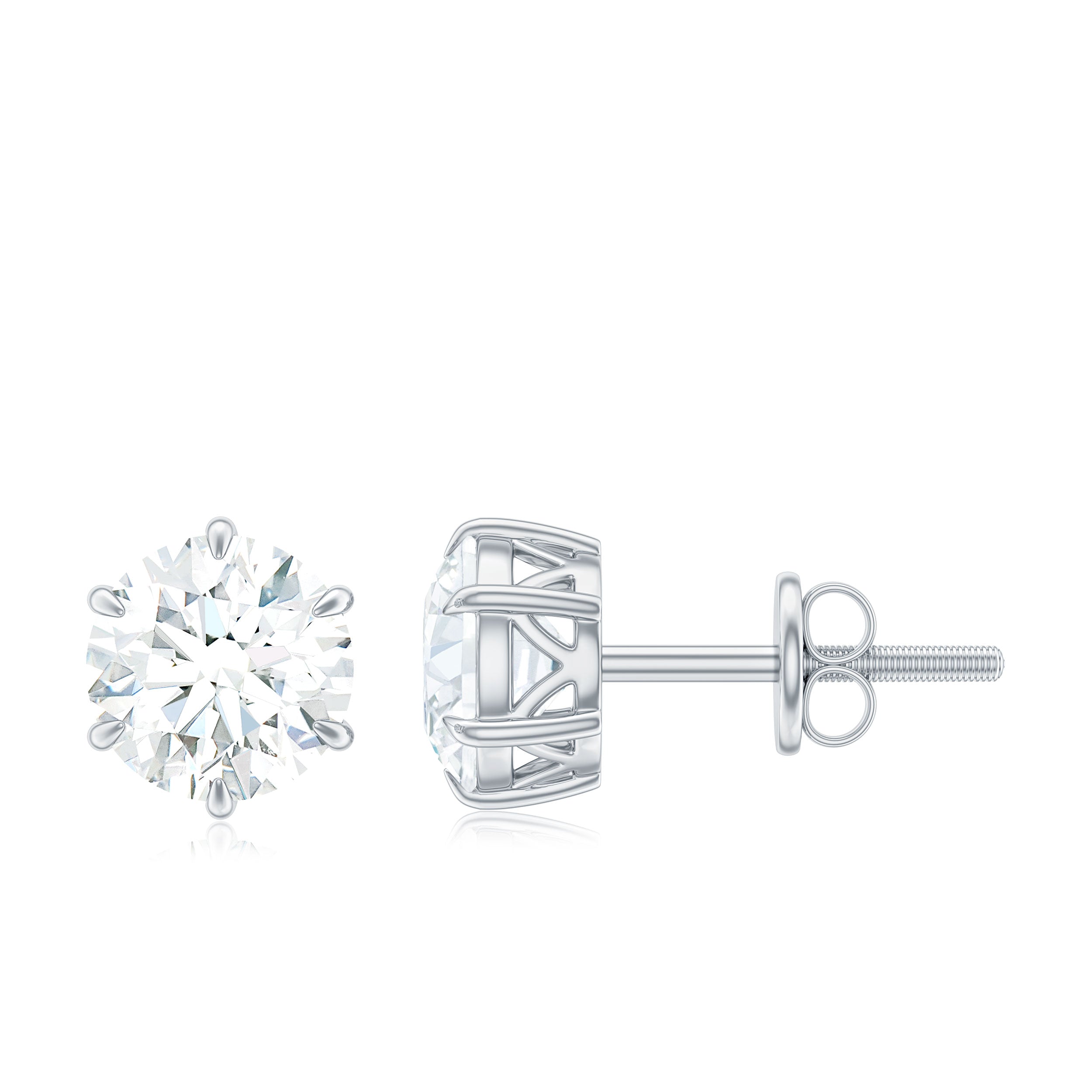 Claw Set Moissanite Solitaire Cocktail Stud earrings Moissanite - ( D-VS1 ) - Color and Clarity - Rosec Jewels