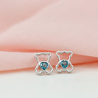 1/2 CT Heart Shape London Blue Topaz Teddy Bear Stud Earrings London Blue Topaz - ( AAA ) - Quality - Rosec Jewels