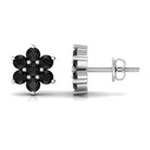 1.25 CT Black Onyx Floral Cluster Stud Earrings Black Onyx - ( AAA ) - Quality - Rosec Jewels