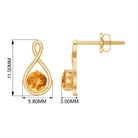 Solitaire Teardrop Stud Earrings with Round Citrine Citrine - ( AAA ) - Quality - Rosec Jewels