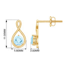 Solitaire Teardrop Stud Earrings with Round Aquamarine Aquamarine - ( AAA ) - Quality - Rosec Jewels
