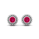 1/4 CT Ruby Solitaire Stud Earring in Beaded Bezel Setting for Women Ruby - ( AAA ) - Quality - Rosec Jewels