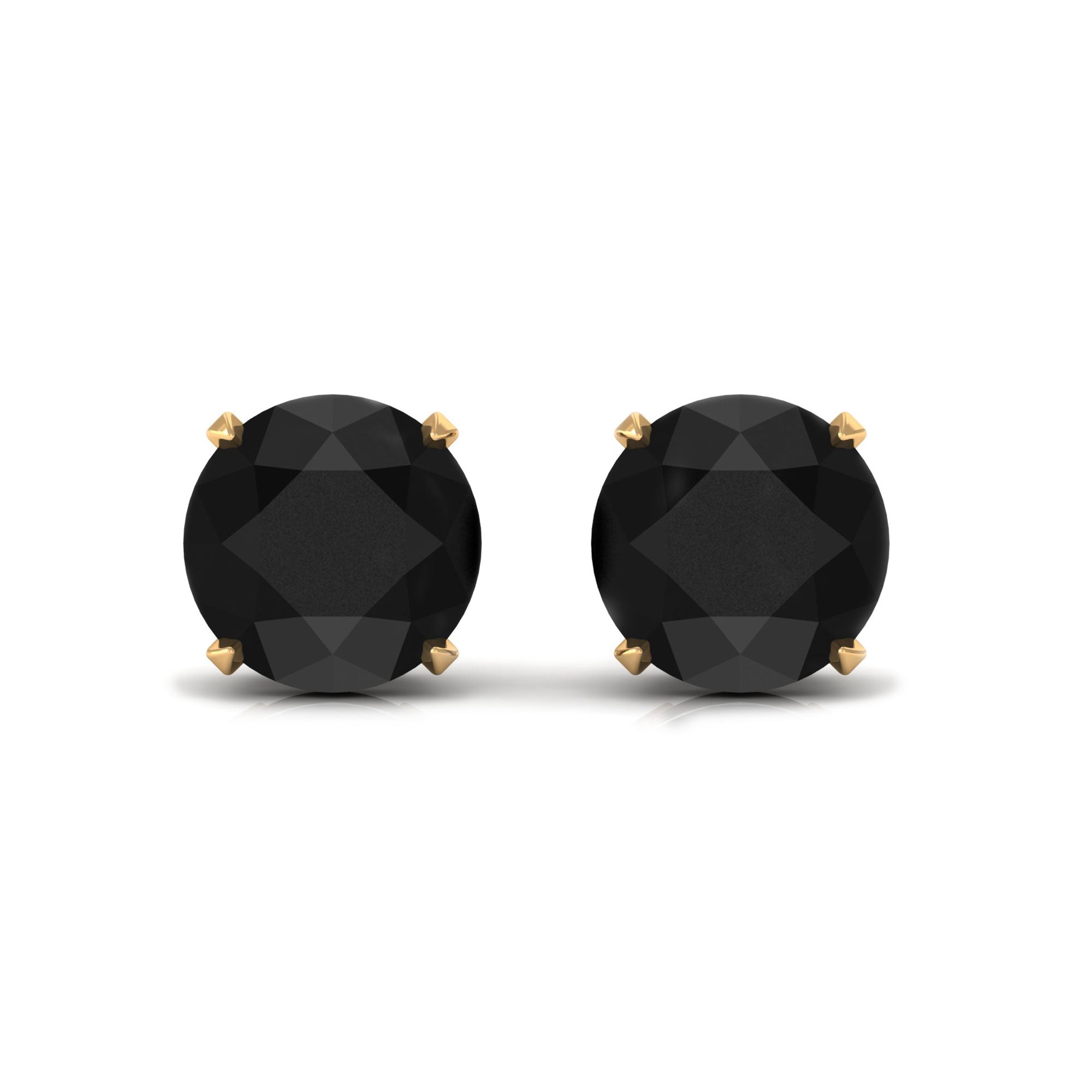 5 MM Round Black Onyx Solitaire Stud Earrings in Claw Setting Black Onyx - ( AAA ) - Quality - Rosec Jewels