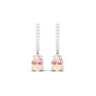 1.50 CT Classic Morganite and Diamond J Hoop Drop Earrings Morganite - ( AAA ) - Quality - Rosec Jewels